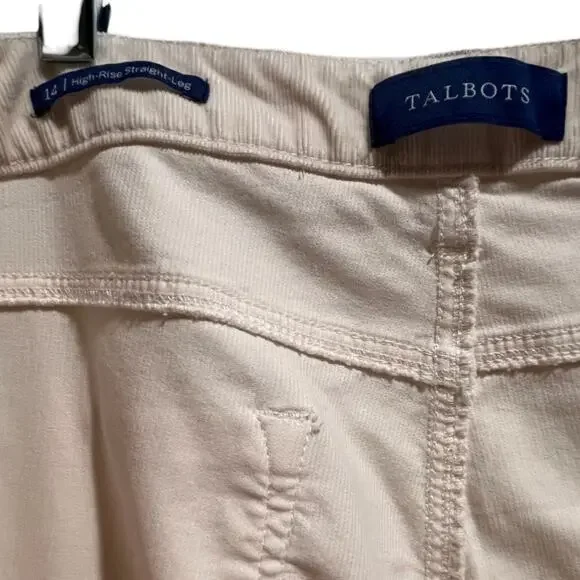 Talbots Corduroy Womens Size 14 Cream High Rise Straight Leg - Picture 5 of 6